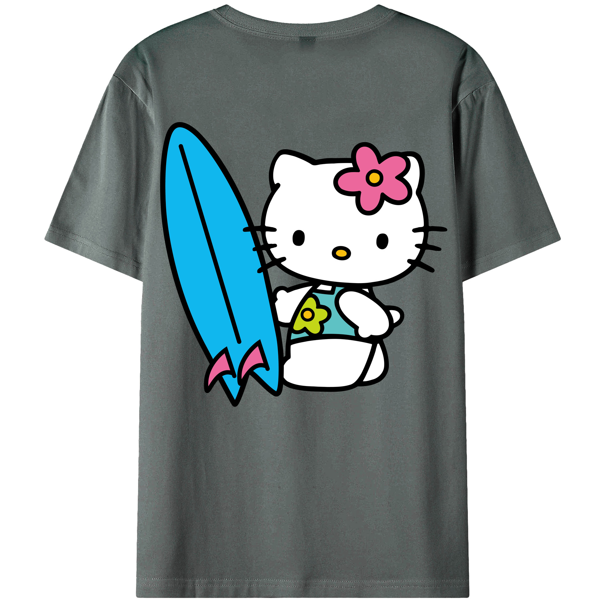 （画像用） Hello Kitty ハローキティ 綿100％ メンズ半袖Tシャツ（バックプリント） 通気性